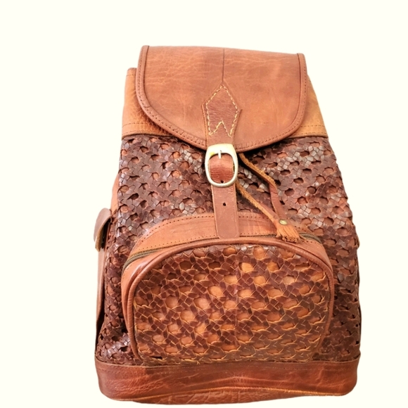 Hand Crafted Handbags - Brown Genuine leather backpack